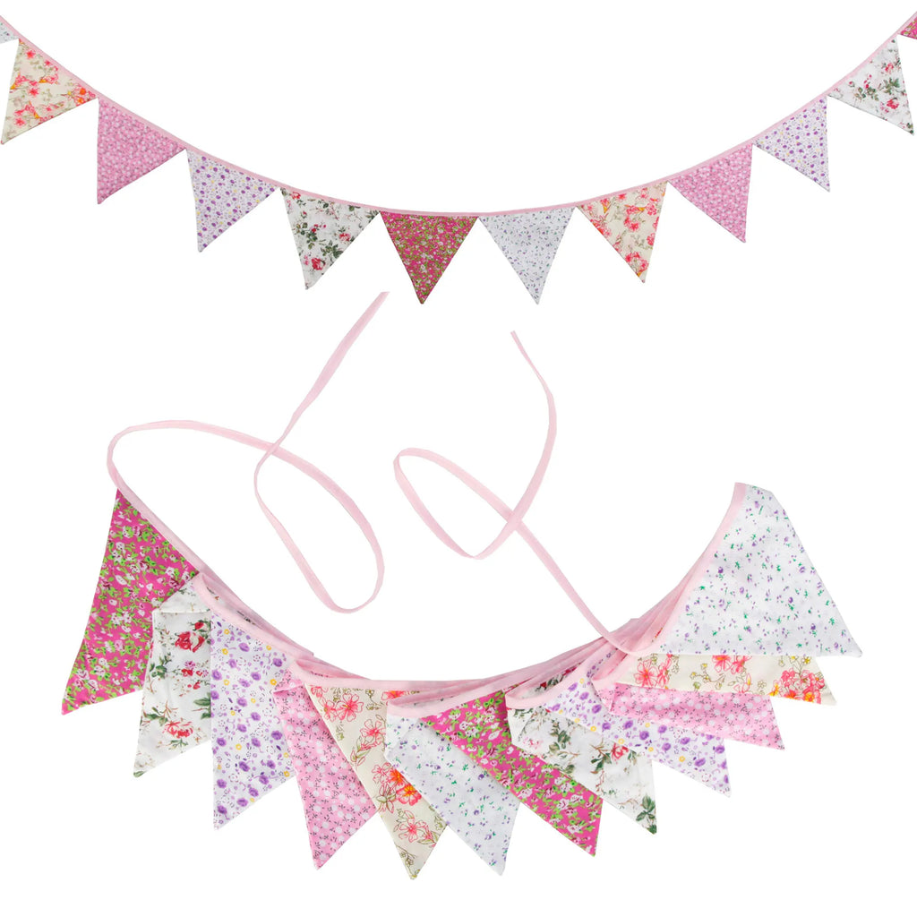 Guirlande à Fanions Vintage En Tissu Motif Fleur