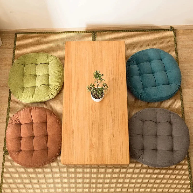 Coussin de Sol Rond en Velours Côtelé