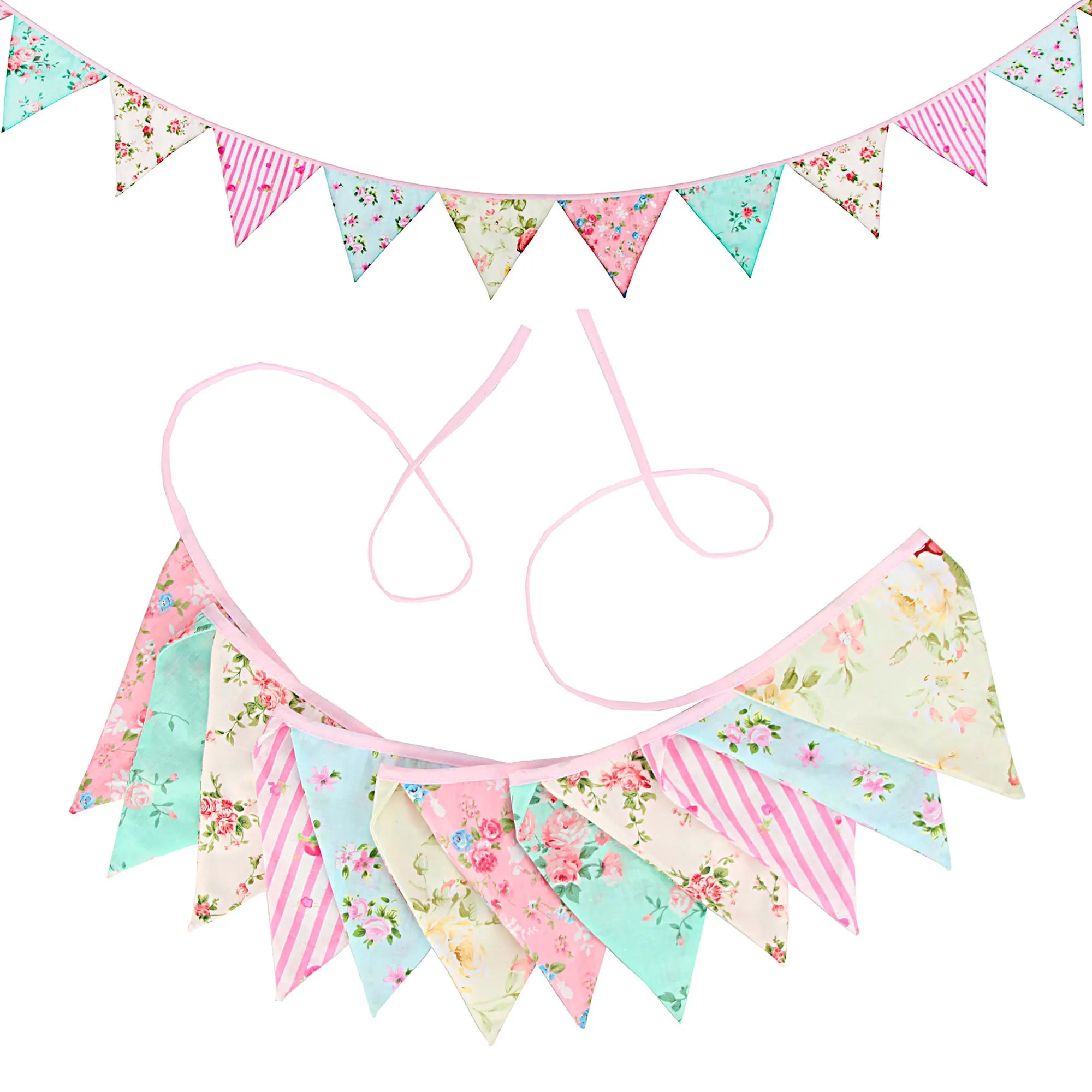 Guirlande à Fanions Vintage En Tissu Motif Fleur