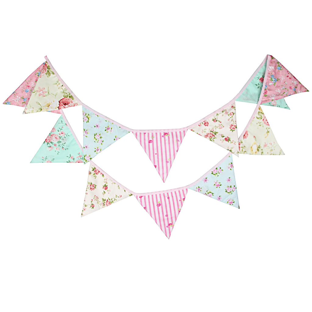 Guirlande à Fanions Vintage En Tissu Motif Fleur