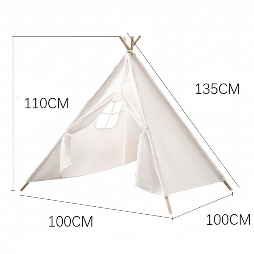 Tente Tipi Enfant en Coton Canvas Vert Sauge 1.3m