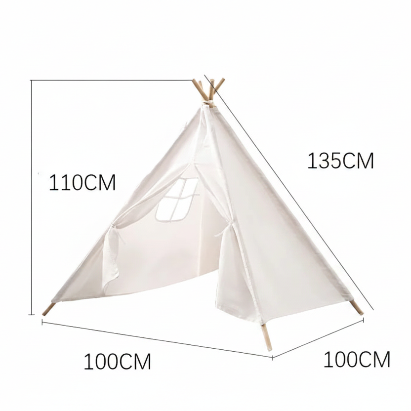 Tipi Enfant Rose en Coton Intérieur avec Fenêtre Style Scandinave 135cm
