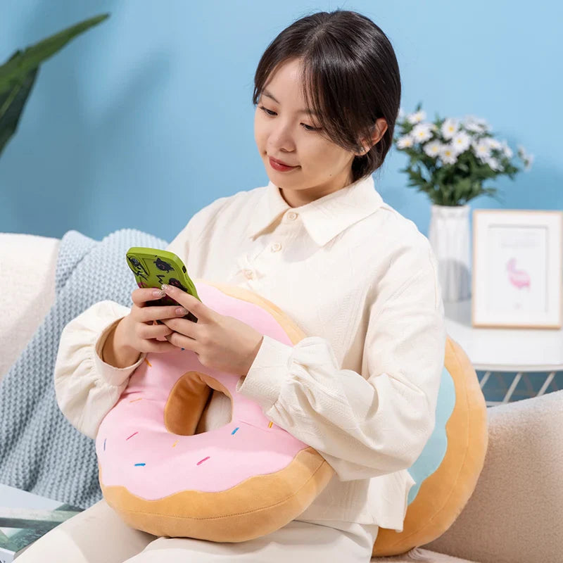 Coussin Donut Géant en Peluche Chocolat - 40cm