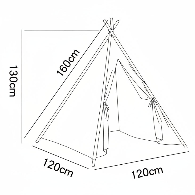 Tipi Enfant en Toile de Coton Rose - 160cm - Cabane de Jeu Pliable