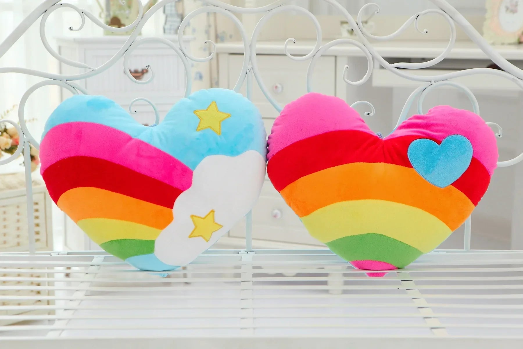 Coussin Cœur Arc-en-Ciel