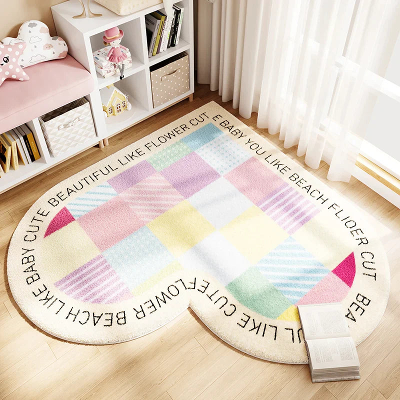 Tapis Chambre Enfant Forme Cœur - Doux & Antidérapant