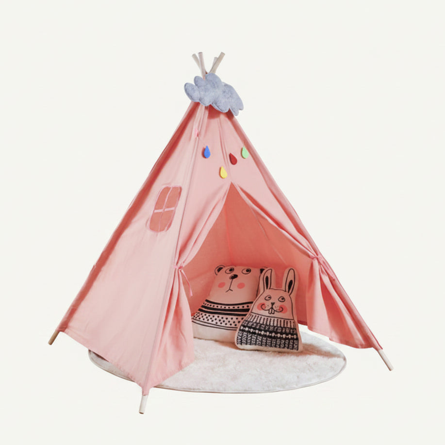 Tipi Enfant Rose en Coton – Tente de Jeu Intérieure avec Fenêtre 160cm