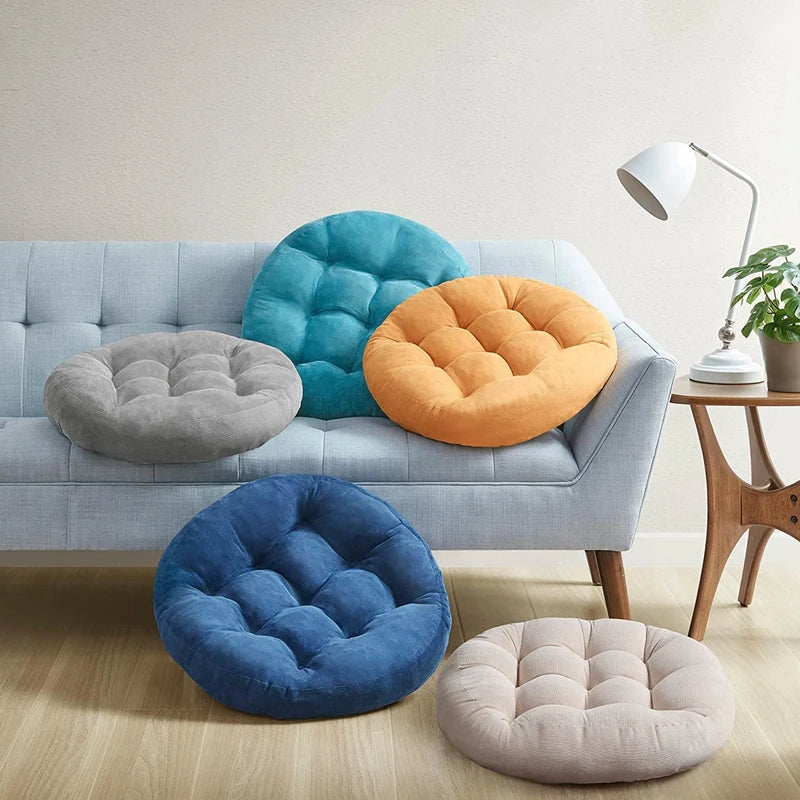 Coussin de Sol Rond en Velours Côtelé