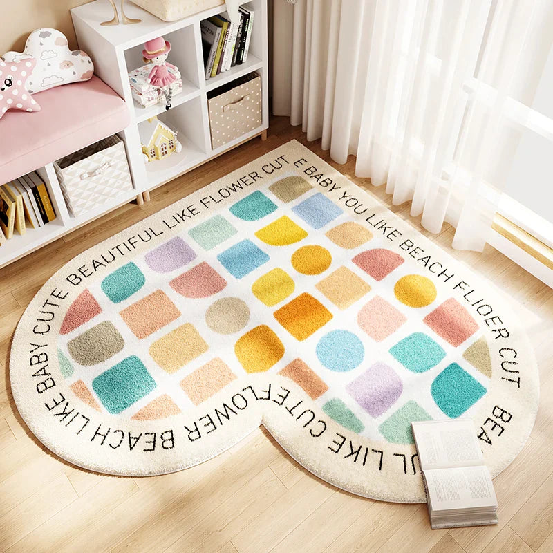 Tapis Chambre Enfant Forme Cœur - Doux & Antidérapant