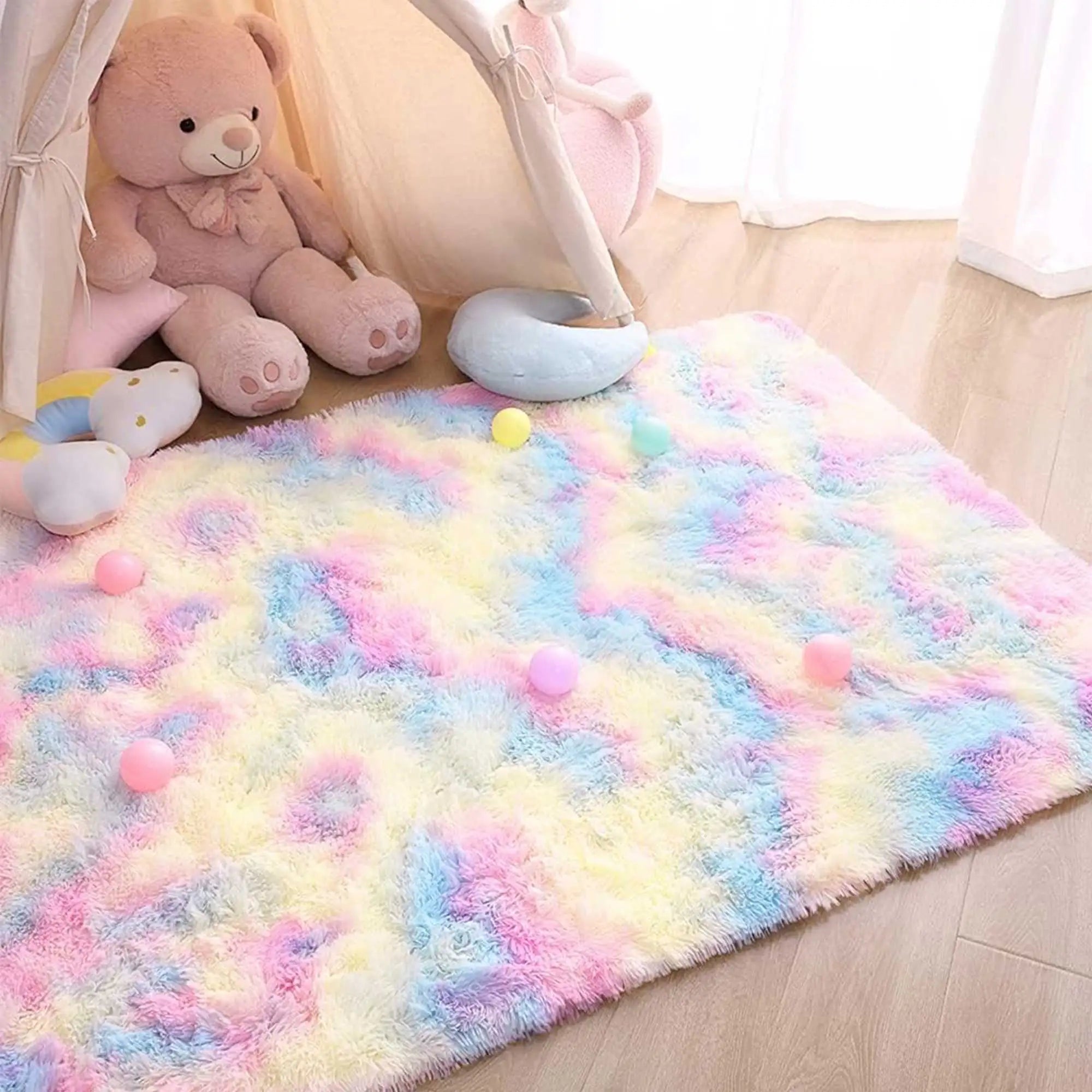 Tapis pour Tipi Moelleux à Poils Longs Antidérapant