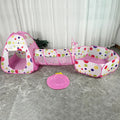 Aire De Jeu 3 En 1 Enfant Tente Tunnel Piscine à Balles Rose