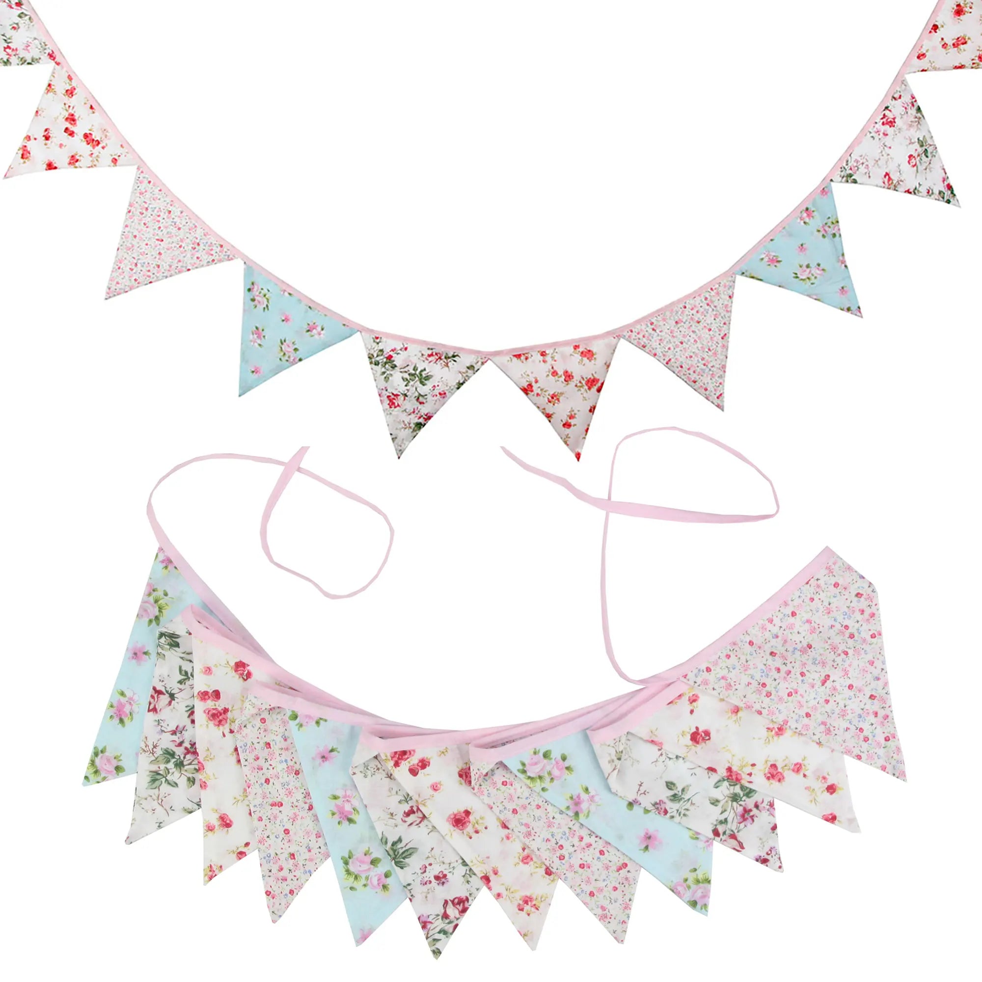 Guirlande à Fanions Vintage En Tissu Motif Fleur