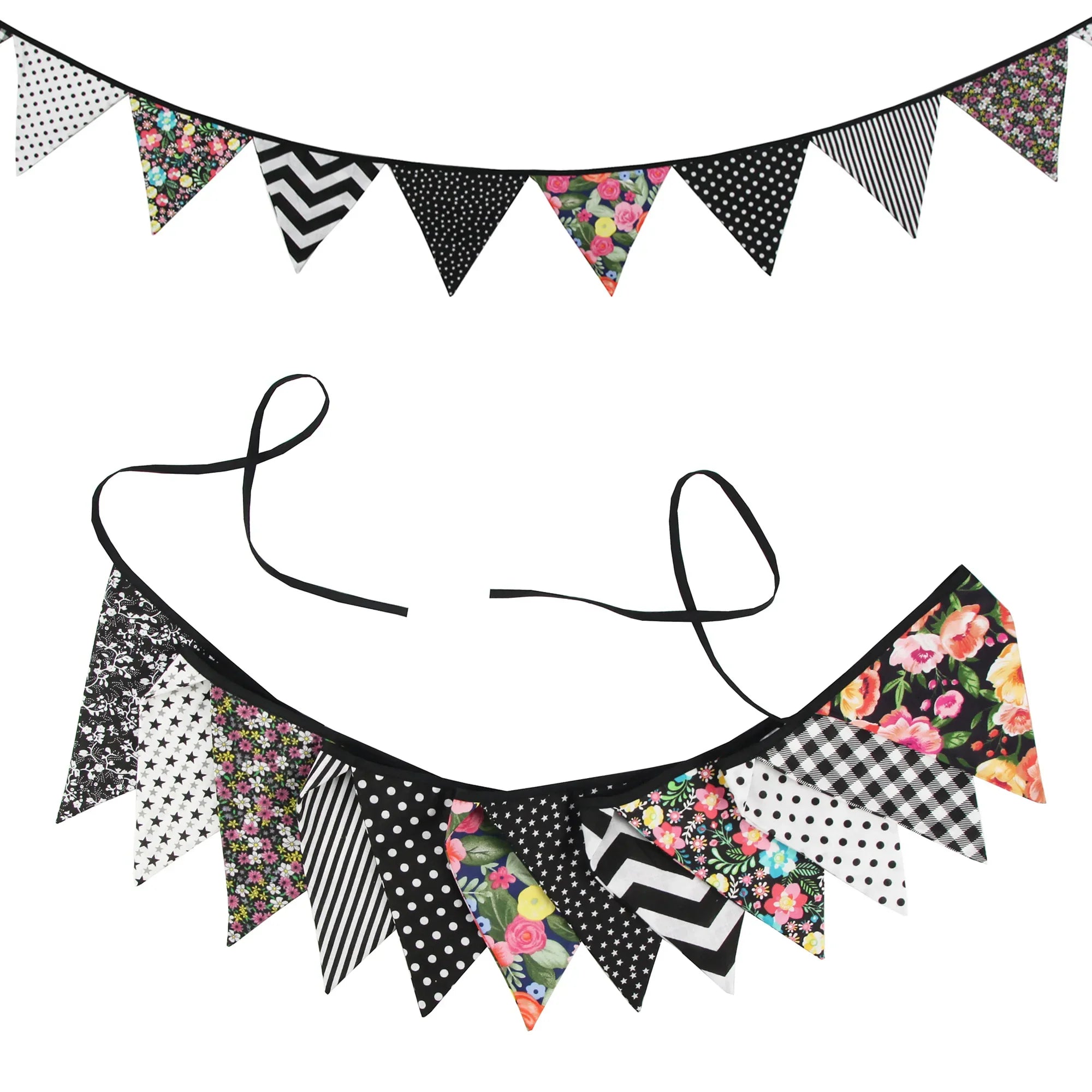 Guirlande à Fanions Vintage En Tissu Motif Fleur