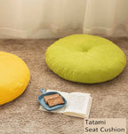 Coussin de Sol Rond en Lin - Style Japonais pour Coin Lecture