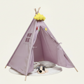 Tente Tipi Enfant Mauve - 1,6m - Toile Coton & Structure Bois