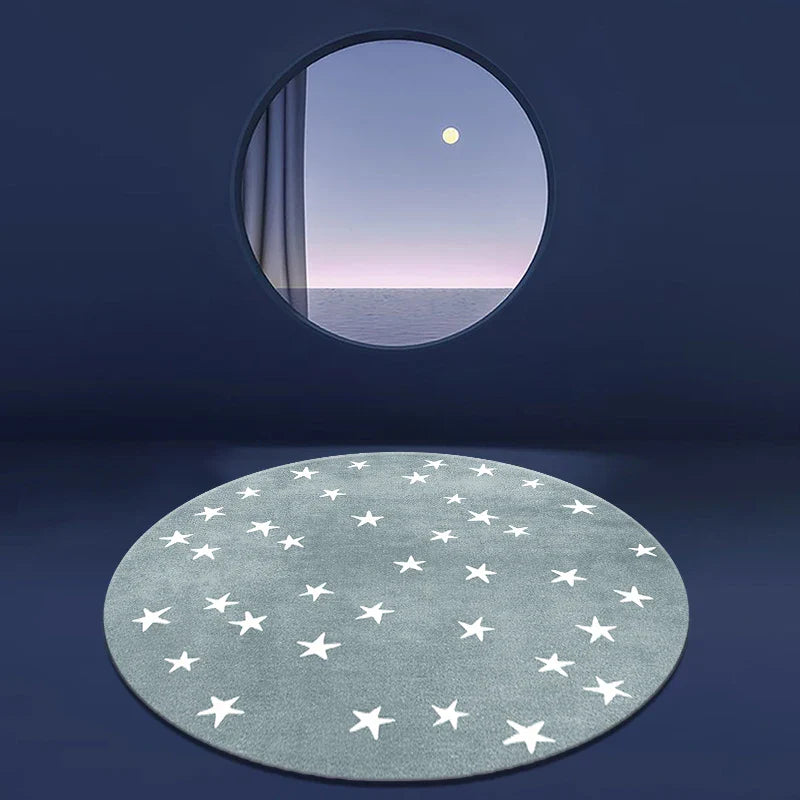 Tapis Rond Enfant Étoiles - Lavable & Doux - Ø 160cm