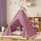 Tipi Enfant Violet en Coton avec Pompons et Fenêtre