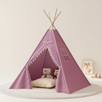Tipi Enfant Violet en Coton avec Pompons et Fenêtre