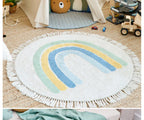 Tapis de Sol Rond Arc-en-Ciel pour Tipi et Tente Enfant Boho