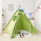 Tipi Enfant Vert Intérieur en Toile de Coton avec Fenêtre - 1.60m
