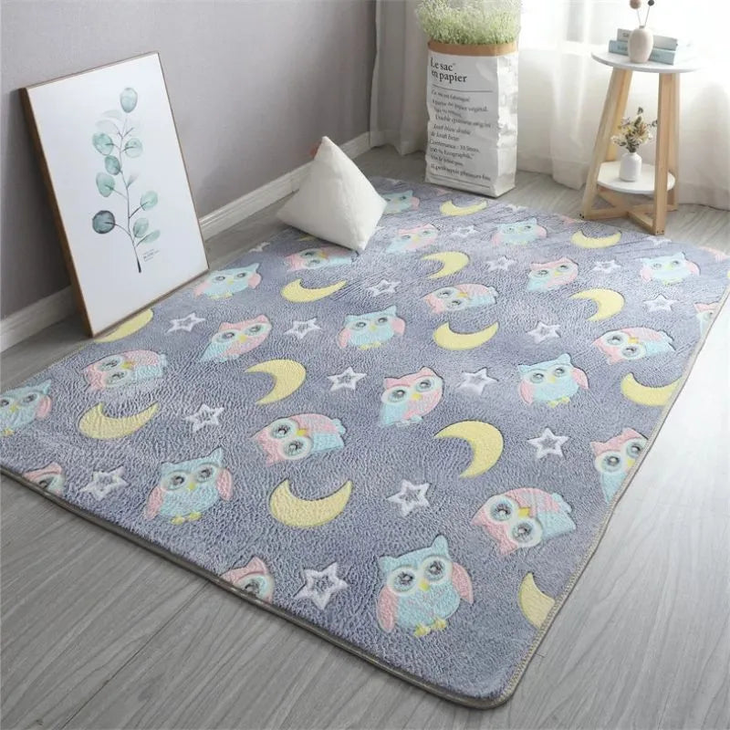 Tapis fluorescent enfant avec chouettes lumineuses