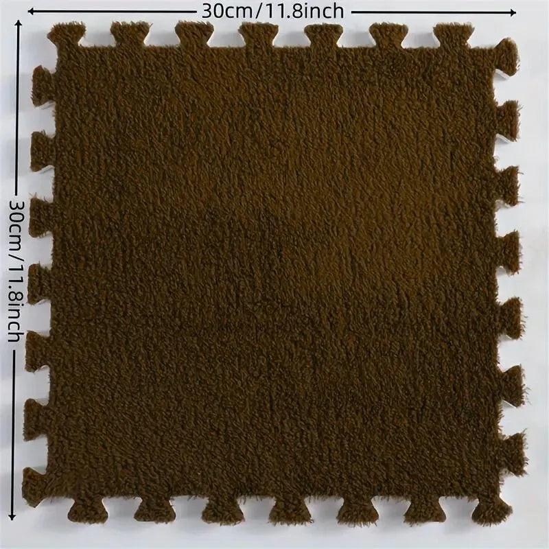 Tapis mousse puzzle brun, idéal pour un espace de jeu chaleureux et naturel.