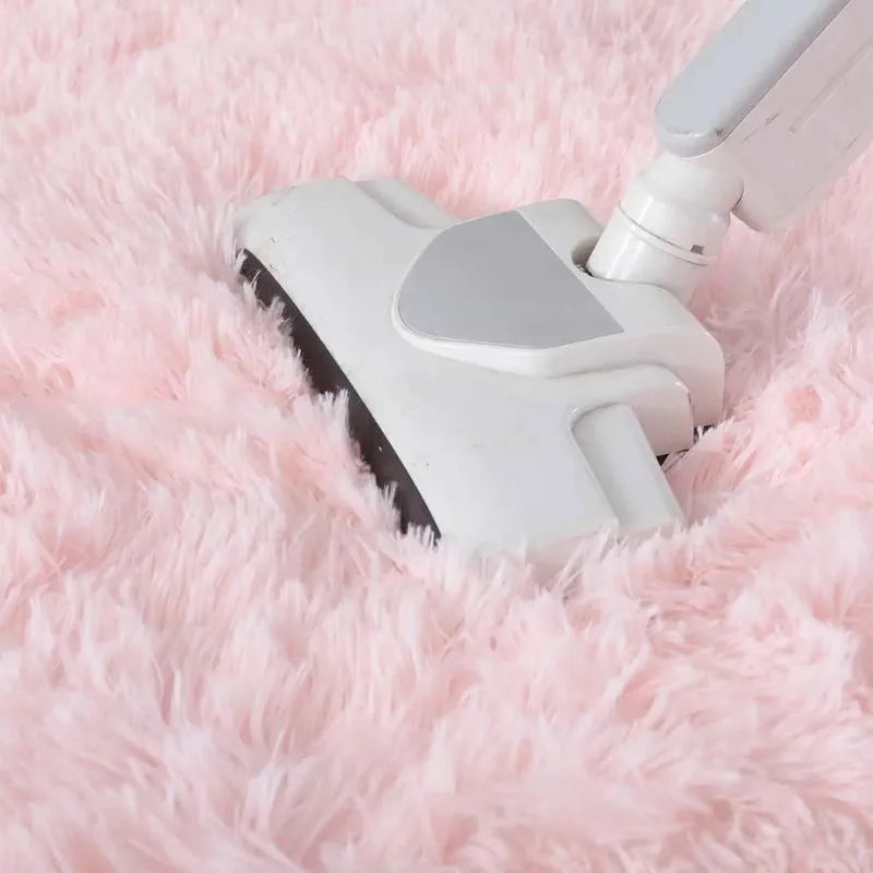 Tapis rond à peluche facile a nettoyer et antidérapant.