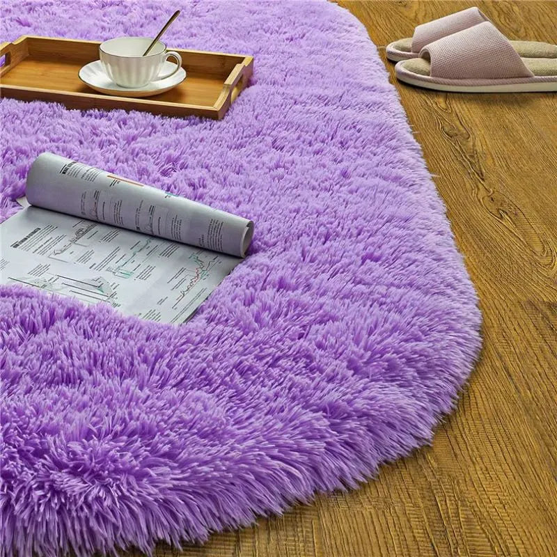 Tapis peluche shaggy poils longs en tons éclatants gradient, design scandinave rectangulaire confortable.