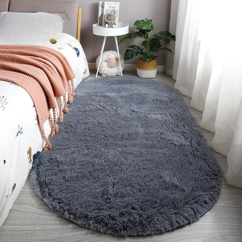 Tapis à mèches longues shaggy en tons vifs dégradés, plush confortable au style scandinave rectangulaire.