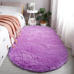 Tapis doux shaggy fibres longues multicolores avec effet dégradé, design nordique moderne en rectangle.