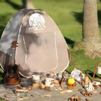 Tente de jeu camping avec 34 accessoires, pour une expérience de plein air complète.