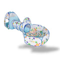 Tente bleue pour enfants avec tunnel et piscine à balles, aire de jeu pliable et modulable