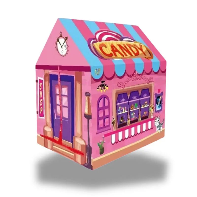 Cabane colorée motif magasin de bonbons pour jeux intérieurs enfant