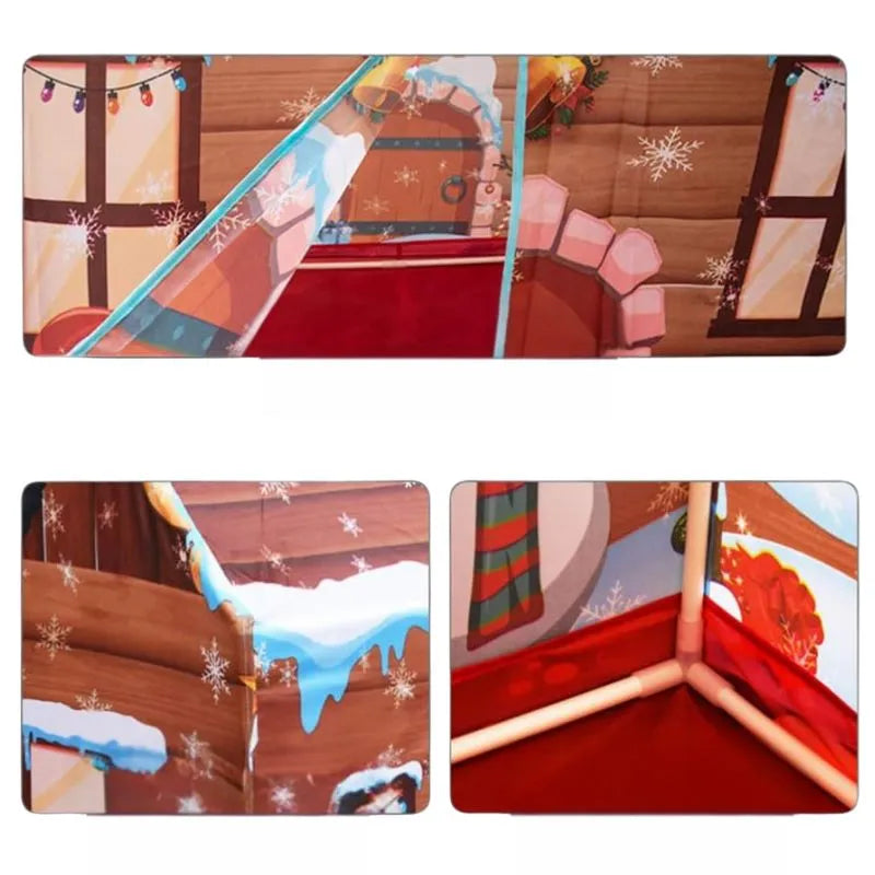 Tente enfant d'intérieur à motif de Noël, idéale pour un coin lecture douillet et festif.
