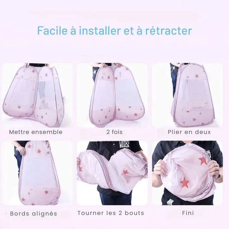Tente de jeu rose pour enfant, idéale pour créer un coin princesse ou un salon de thé.