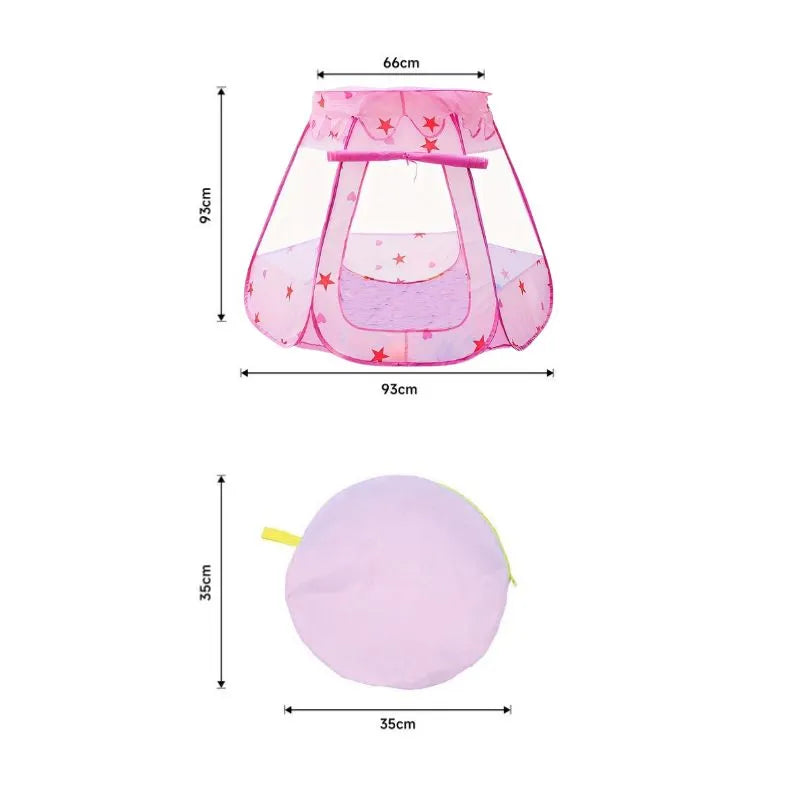Tente de jeu enfant rose avec motifs étoilés, parfaite pour les jeux imaginatifs.