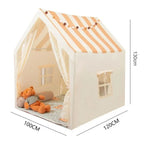 Tente Maison de Jeu pour Enfant Beige & Blanc Avec Fenêtres