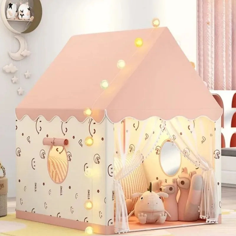 Tente tipi rose et blanc pour chambre de petite fille, ambiance féérique
