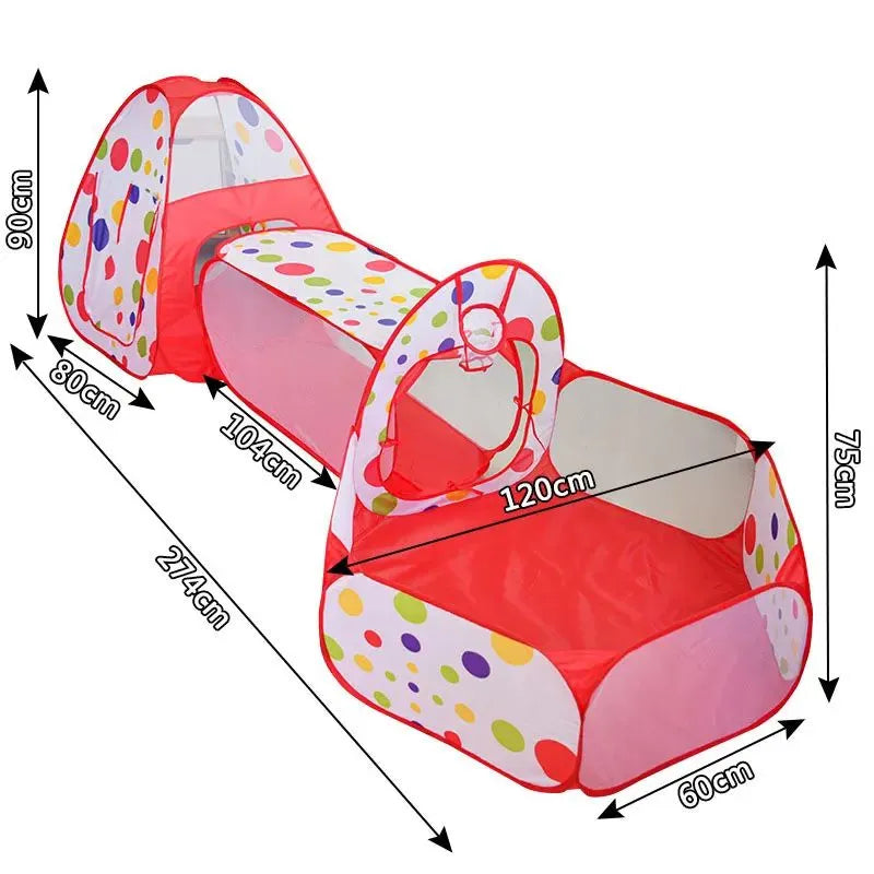 Tente tunnel rouge pour enfant, parfaite pour créer un parcours amusant à l'intérieur ou à l'extérieur.