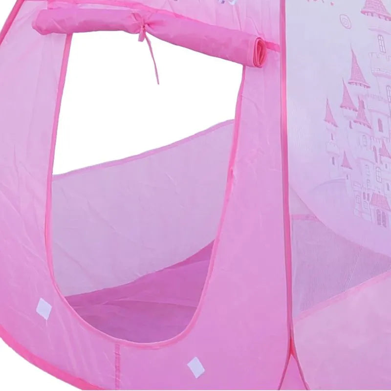 Tente de jeu princesse rose pliable, facile à installer dans la chambre ou le jardin.