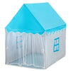 Tente de Jeu Enfant Style Maisonnette Bleu et Gris avec Rideaux