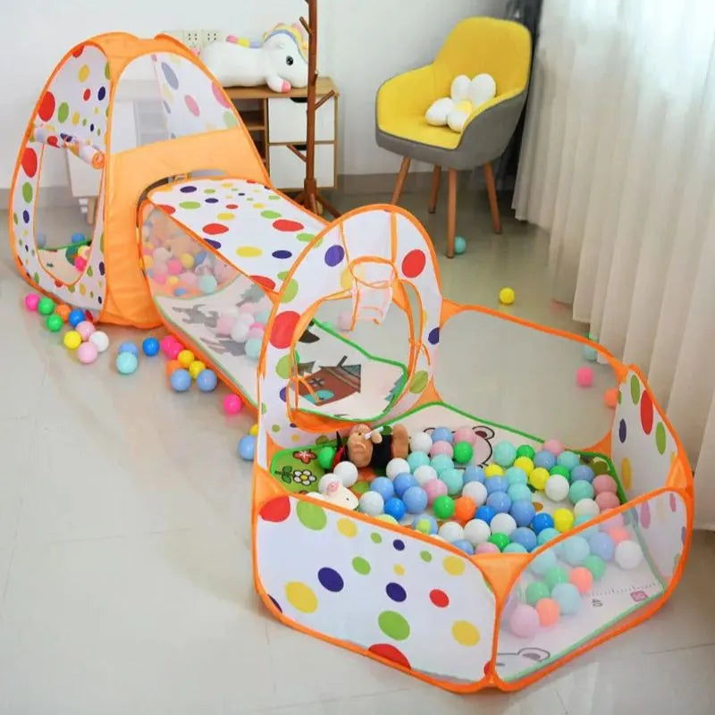 Ensemble tente et tunnel bébé jaune, idéal pour des heures de jeu et d'exploration.