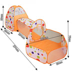 Ensemble tente et tunnel bébé jaune, facile à installer en intérieur comme en extérieur.