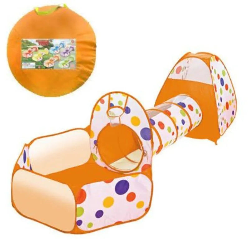 Tente et tunnel de jeu jaune pour bébé, offrant un espace sécurisé et coloré.