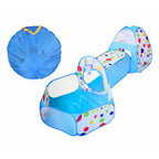 Ensemble tente et tunnel de jeu pour enfant bleu, idéal pour des aventures intérieures et extérieures.