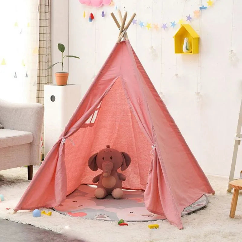 Tipi rose pour enfant, parfait pour un coin lecture douillet et coloré.