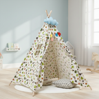 Tipi Enfant Motif Forêt en Coton et Bois pour Chambre 160cm
