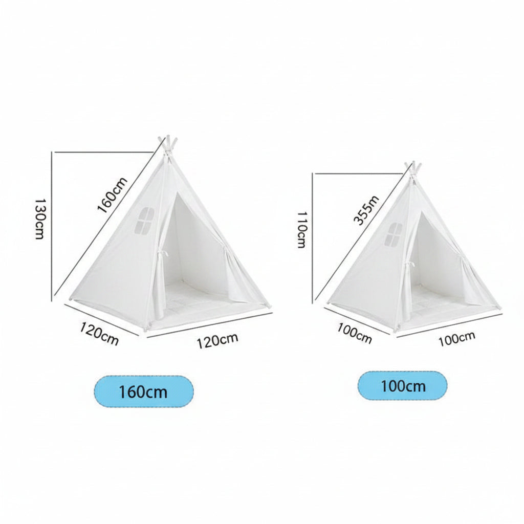 Tipi Blanc Bleu Motif Lapin 135cm