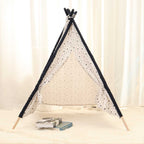 Tipi Enfant Intérieur Motif Étoiles en Coton & Bois 160cm
