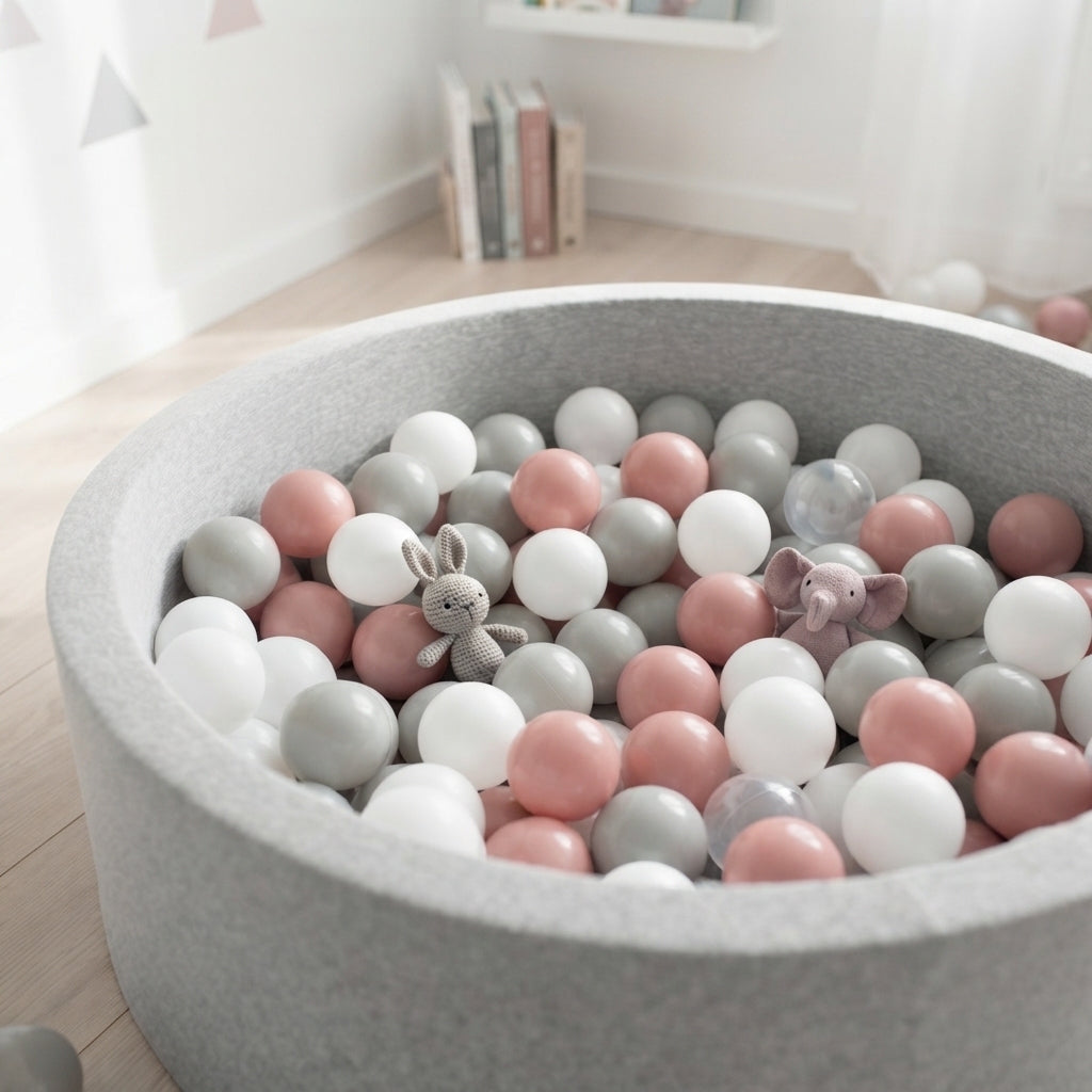 100 Boules Plastique Piscine A Balles Blanc Gris Rose